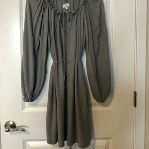 Lou & Grey flowy grey tie neck dress